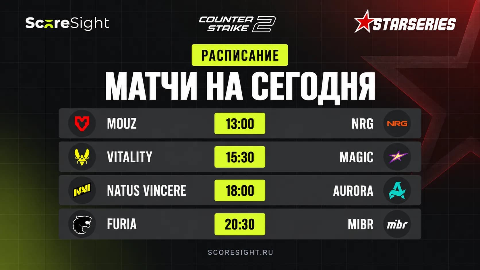 StarLadder StarSeries Fall 2026: расписание матчей на 17 сентября