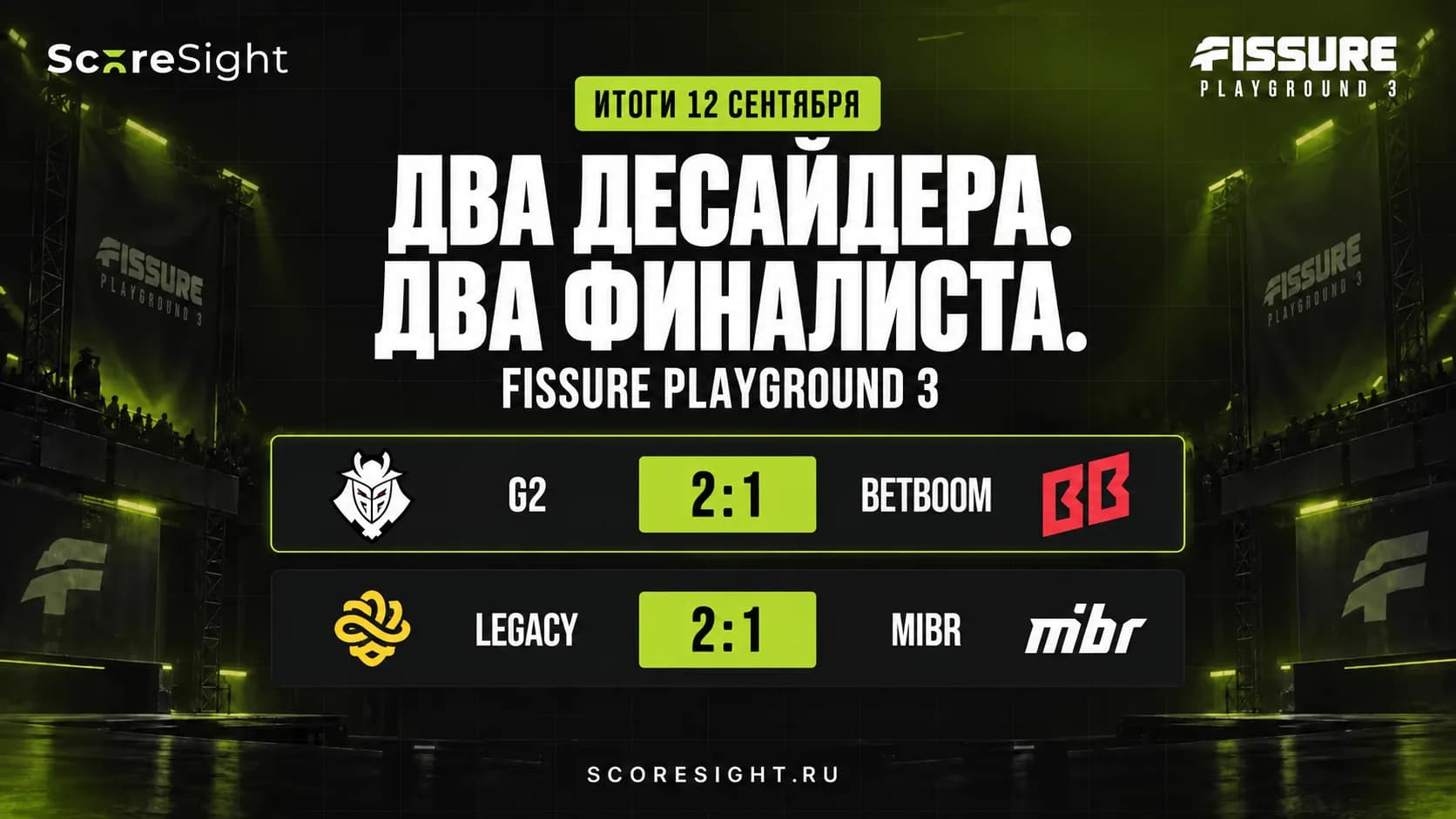 Результаты FISSURE Playground 3 за 12 сентября: Legacy и G2 вышли в финал