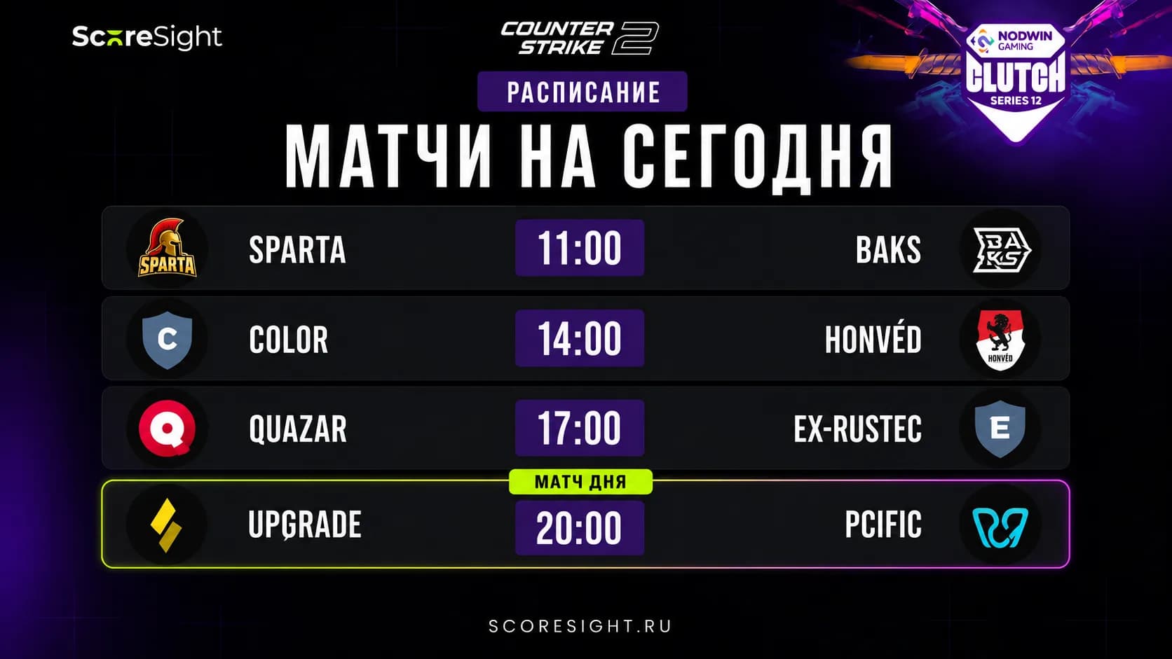 Матчи NODWIN Clutch Series 12 сегодня, 16 сентября: расписание игрового дня